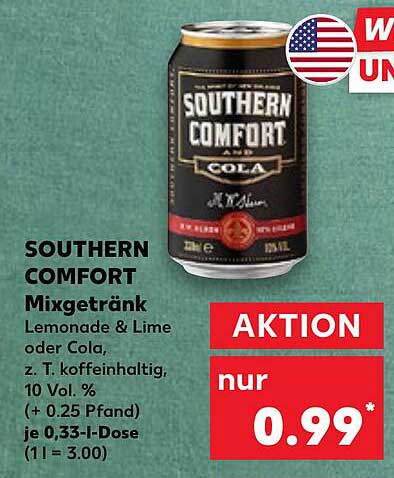 SOUTHERN COMFORT Mixgetränk Lemonade & Lime oder Cola, 10 Vol. %
