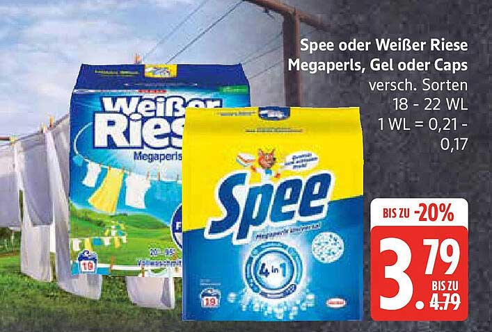 Spee oder Weißer Riese Megaperls, Gel oder Caps - verschiedene Sorten