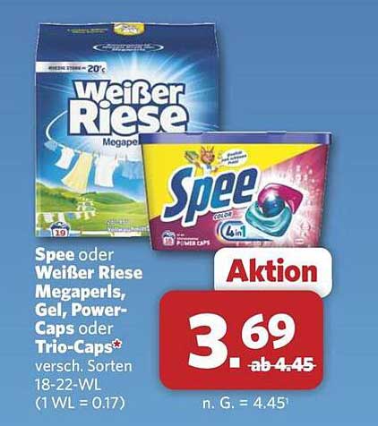 Spee oder Weißer Riese Megaperls, Gel, Power-Caps oder Trio-Caps – Aktion