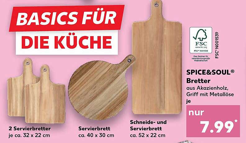 SPICE&Soul® Brett aus Akazienholz, Griff mit Metallöse je