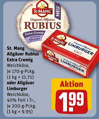 St. Mang Allgäuer Rubius oder Limburger Weichkäse