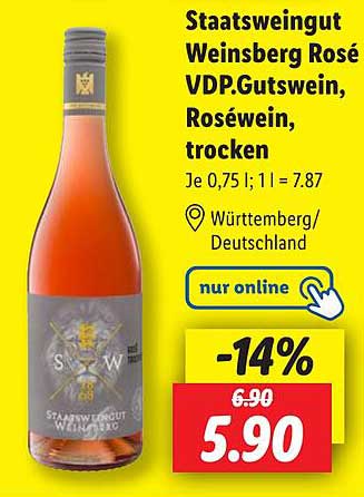 Staatsweingut Weinsberg Rosé VDP. Gutswein, Roséwein, trocken