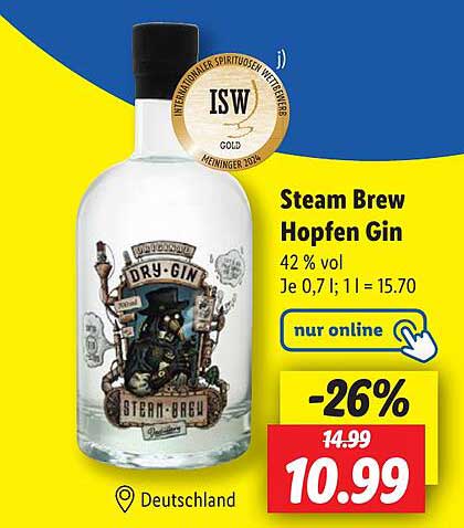 Steam Brew Hopfen Gin 0,7l - Online Angebot