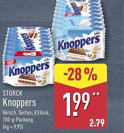STORCK Knoppers 8 Stück; 200-g-Packung - Nur 1,99 €