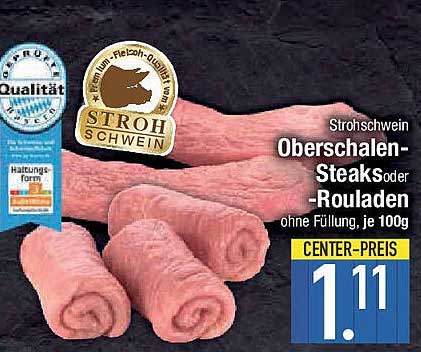 Strohschwein Oberschalen-Steaks oder Rouladen ohne Füllung, je 100g