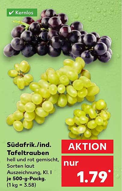 Südafrikanische/Indische Tafeltrauben, 500 g Packung