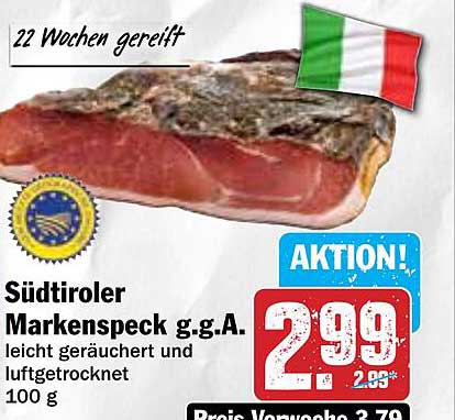 Südtiroler Markenspeck g.g.A. - leicht geräuchert und luftgetrocknet, 100 g