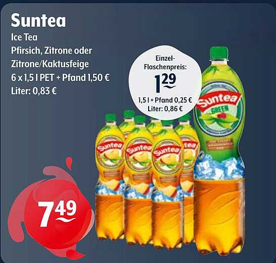 Suntea Ice Tea - Pfirsich, Zitrone oder Zitrone/Kaktusfeige