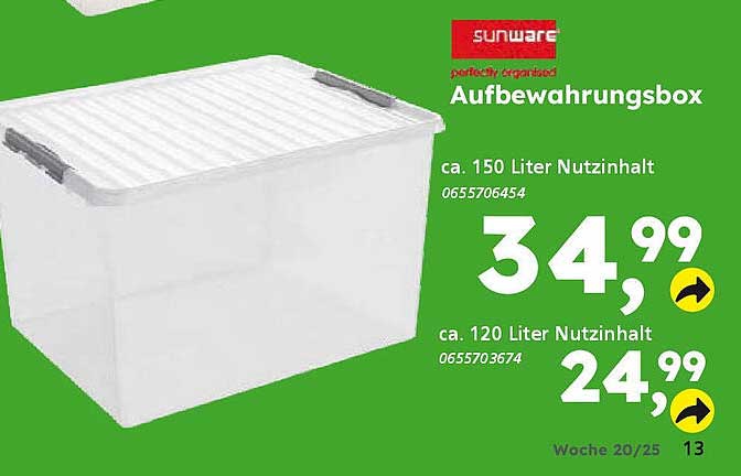 Sunware Aufbewahrungsbox 150 Liter und 120 Liter
