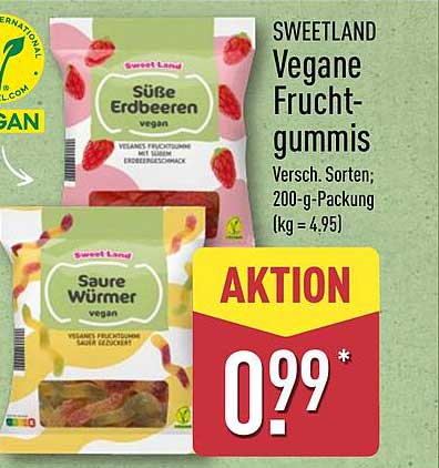 SWEETLAND Vegane Fruchtgummis – Süße Erdbeeren und Saure Würmer
