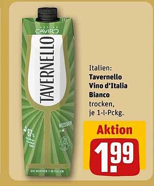 Tavernello Vino d'Italia Bianco trocken, je 1-l-Pckg.