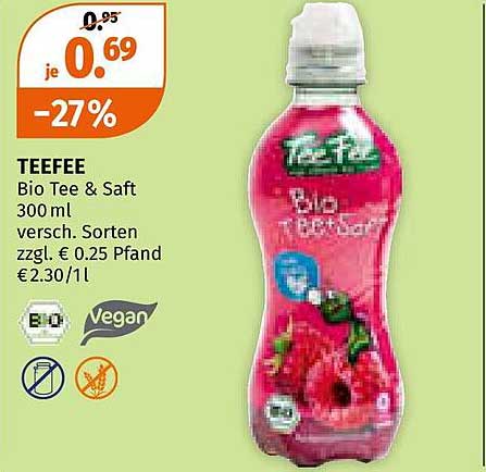 TEEFEE Bio Tee & Saft 300 ml – Verschiedene Sorten