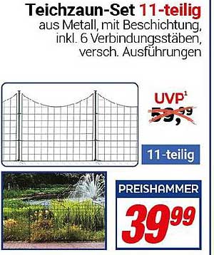 Teichzaun-Set 11-teilig aus Metall mit Beschichtung