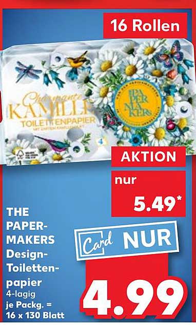 THE PAPER-MAKERS Design-Toilettenpapier Kamille mit 16 Rollen