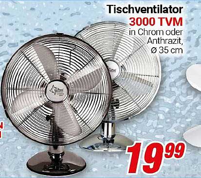 Tischventilator 3000 TVM in Chrom oder Anthrazit, Ø 35 cm