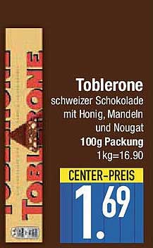 Toblerone Schweizer Schokolade mit Honig, Mandeln und Nougat 100g