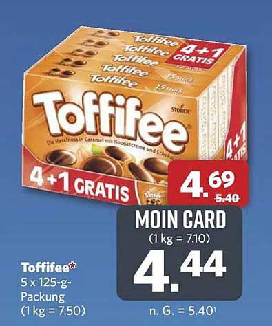 Toffifee 5 x 125-g-Packung – 4 + 1 GRATIS