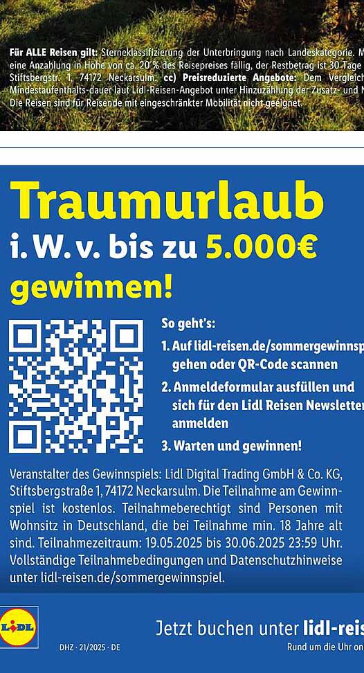 Traumurlaub i.W.v. bis zu 5.000€ gewinnen!