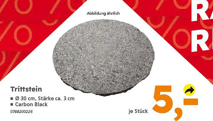 Trittsstein Ø 30 cm, Stärke ca. 3 cm - Carbon Black