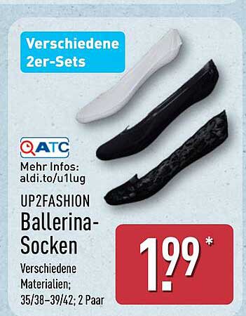 UP2FASHION Ballerina-Socken – 2er-Set