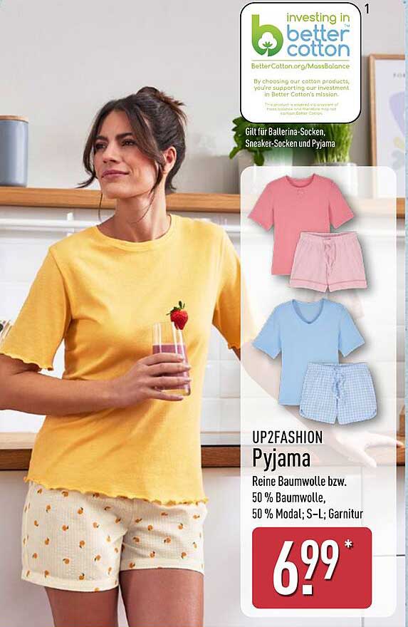 UP2FASHION Pyjama - Reine Baumwolle oder 50 % Baumwolle, 50 % Modal; S–L; Garnitur