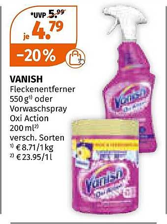 VANISH Fleckenentferner 550 g oder Vorwaschspray Oxi Action 200 ml