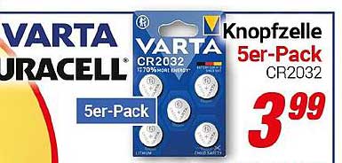 VARTA Knopfzelle CR2032 5er-Pack