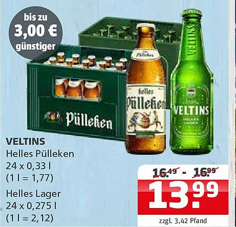 Veltins Helles Pülleken 24 x 0,33 L und Helles Lager 24 x 0,275 L im Angebot