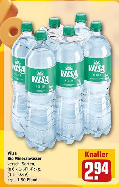 Vilsa Bio Mineralwasser, 6 x 1 L Flasche