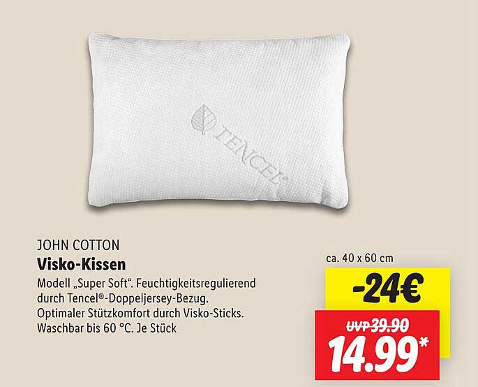 Visko-Kissen John Cotton Modell „Super Soft“