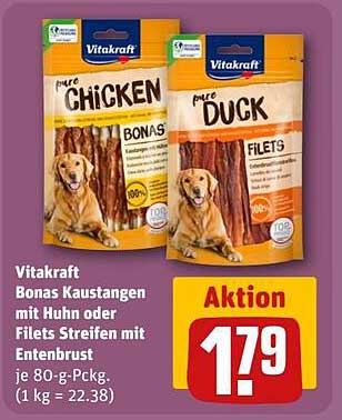 Vitakraft Bonas Kaustangen mit Huhn oder Filets Streifen mit Entenbrust - Aktion