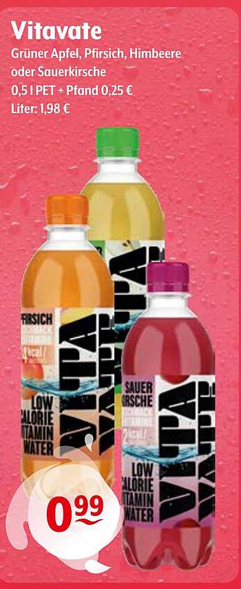 Vitavate - Grüner Apfel, Pfirsich, Himbeere oder Sauerkirsche 0,5 l PET + Pfand 0,25 €