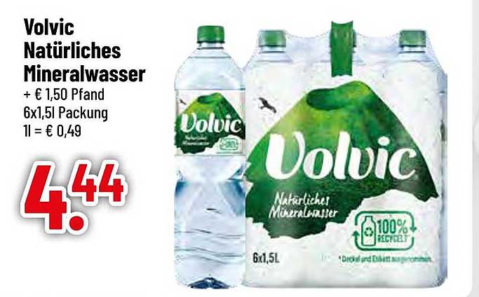 Volvic Natürliches Mineralwasser 6 x 1,5 L für nur 4,44 €