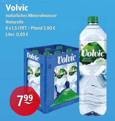 Volvic natürliches Mineralwasser 6 x 1,5 l PET + Pfand 3,00 €