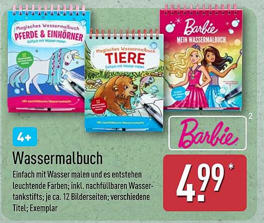 Wassermalbuch - Barbie und tierische Abenteuer