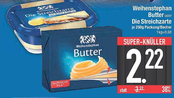 Weihenstephan Butter oder Die Streichzarte 250g Packung/Becher