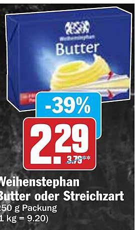 Weihenstephan Butter oder Streichzart 250 g Packung