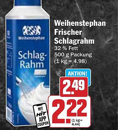 Weihenstephan Frischer Schlagrahm 32 % Fett 500 g
