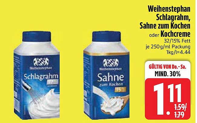 Weihenstephan Schlagrahm, Sahne zum Kochen oder Kochcreme