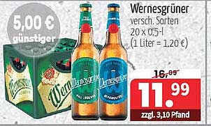 Wernesgrüner - Verschiedene Sorten 20 x 0,5L