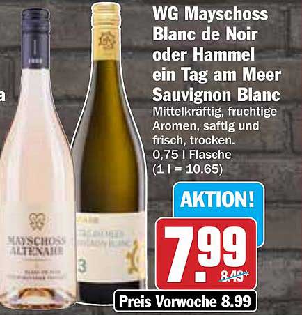 WG Mayschoss Blanc de Noir oder Hammel ein Tag am Meer Sauvignon Blanc