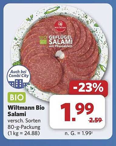 Wiltmann Bio Geflügel Salami 80-g-Packung