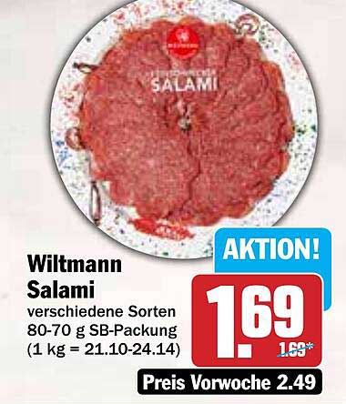 Wiltmann Salami verschiedene Sorten 80-70 g SB-Packung