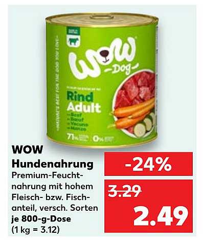 WOW Hundenahrung Premium-Feuchtnahrung mit hohem Fleisch- bzw. Fischanteil, verschiedene Sorten
