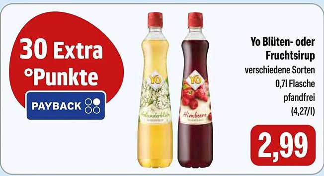 Yo Blüten- oder Fruchtsirup 0,7l Flasche pfandfrei