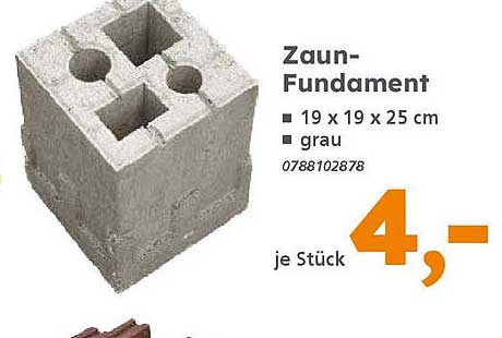Zaun-Fundament 19 x 19 x 25 cm - grau