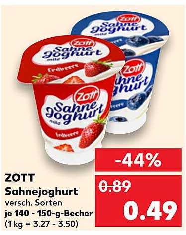 ZOTT Sahnejoghurt - Verschiedene Sorten