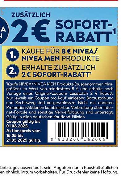 Zusätzlich 2 € Sofortrabatt auf NIVEA/NIVEA MEN Produkte