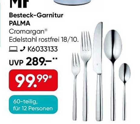 Besteck-Garnitur PALMA Cromargan Edelstahl rostfrei 18/10.