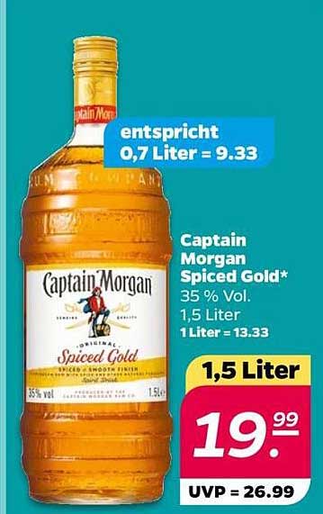 Captain Morgan Spiced Gold* 35 % Vol. 1,5 Liter 1 Liter = 13.33